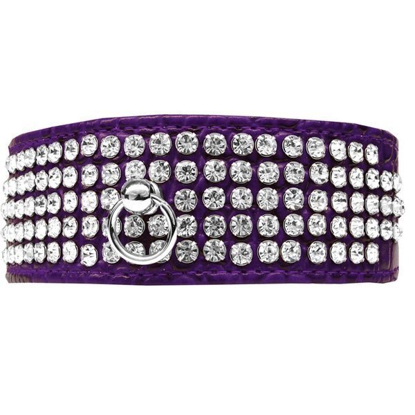 5 Row Rhinestone Designer Croc Dog Collar, Purple - Size 12, Pet Pal, Mfr#: PE2464490